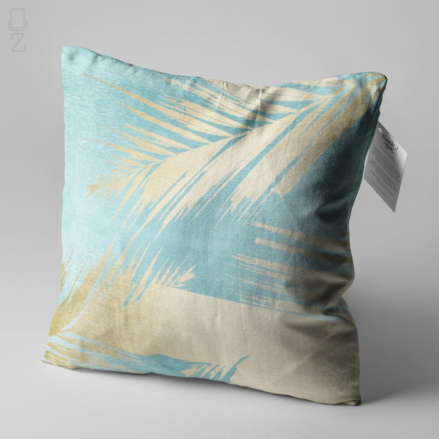 Yellow Print Leaves on the Green Cushion Covers