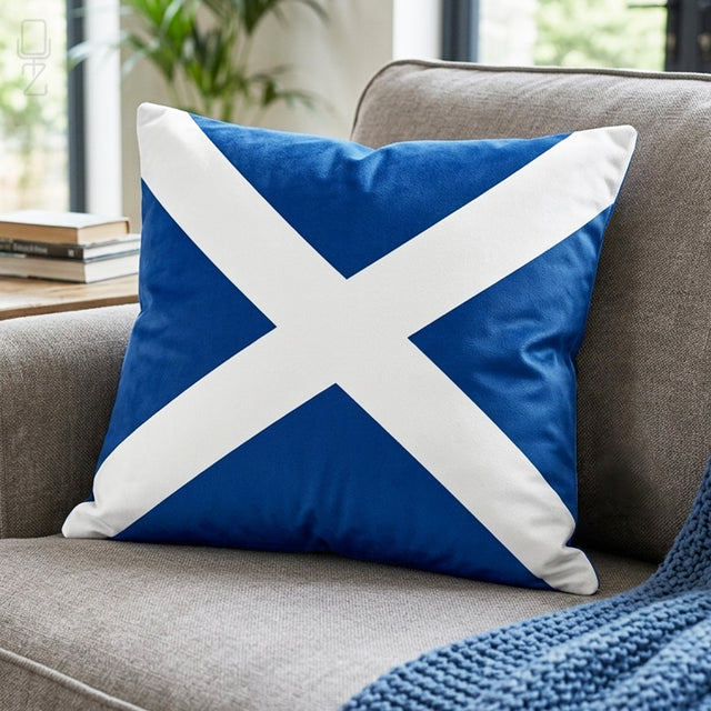 Scottish Saltire Square Cushion Cover - Classic Blue & White Scotland Flag