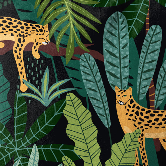 Leopard and Tropical Green Chenille Square Cushion
