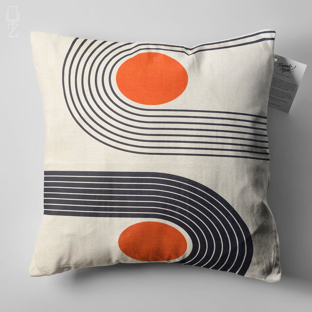Orange & Black Abstract Cushion Covers