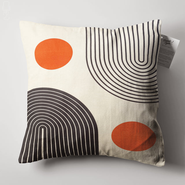 Orange & Black Abstract Cushion Covers