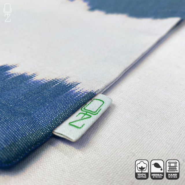 Ikat Decorative Cushion Cover with Blue & Off-White