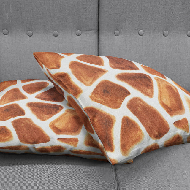 Giraffe Print Soft Chenille Cushion Cover: Double Sided
