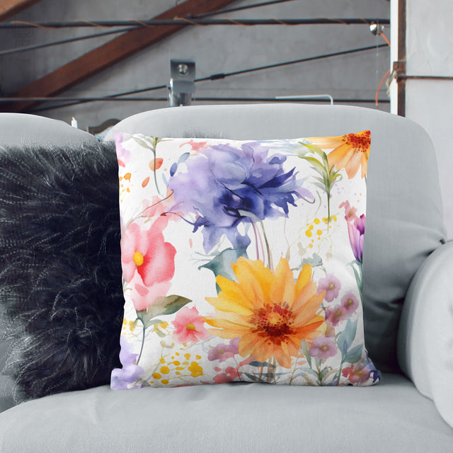 Botanical Garden Cushion Cover - Artistic Watercolor Floral Gift for Her