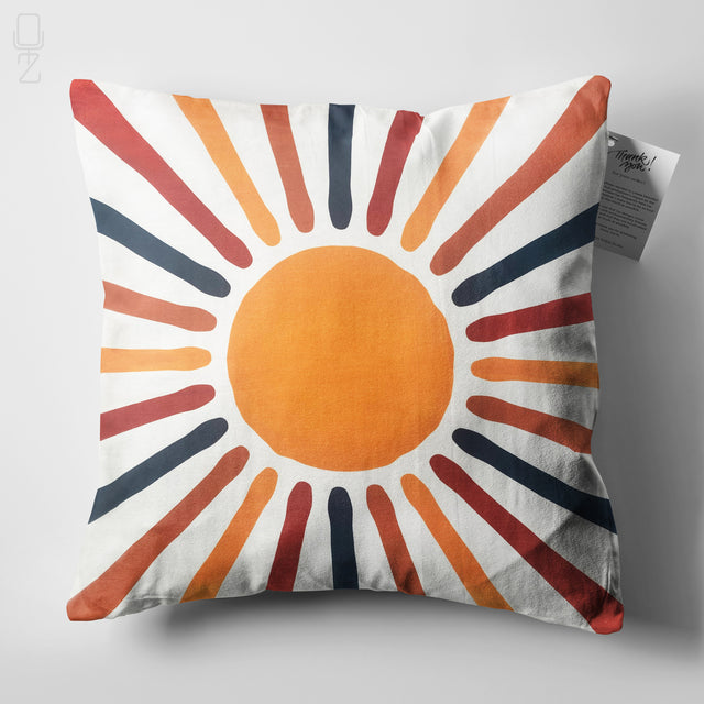 Abstract Sunburst Lumbar Cushion Cover - Multicoloured Rectangular Pillow