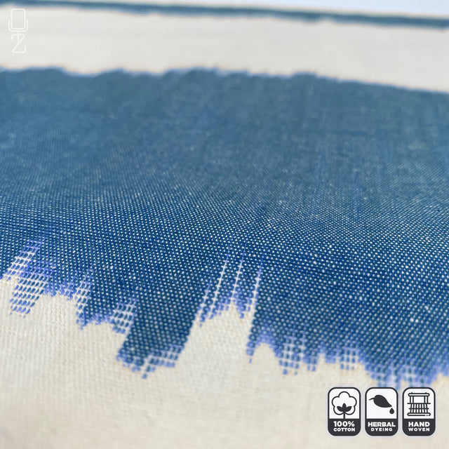 Ikat Decorative Cushion Cover with Blue & Off-White