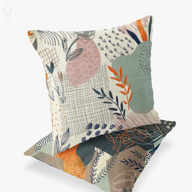 Abstract Plant Set of 2 Green Cushion Covers