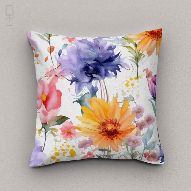 Botanical Garden Cushion Cover - Artistic Watercolor Floral Gift for Her