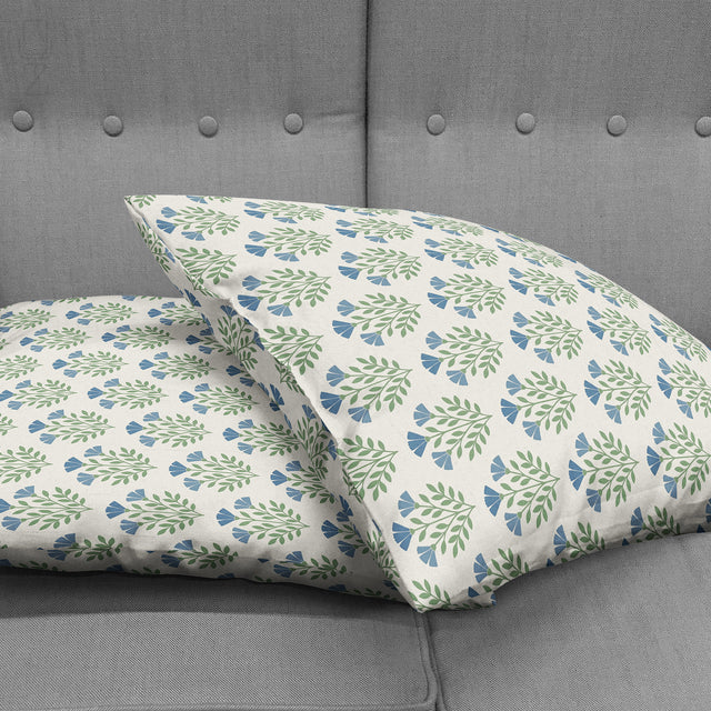 Blue Floral Block Print Soft Cushion Cover