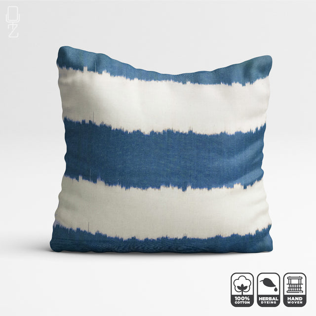 Ikat Decorative Cushion Cover with Blue & Off-White