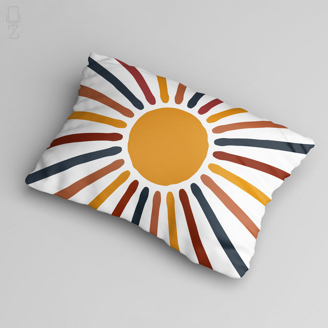 Abstract Sunburst Lumbar Cushion Cover - Multicoloured Rectangular Pillow