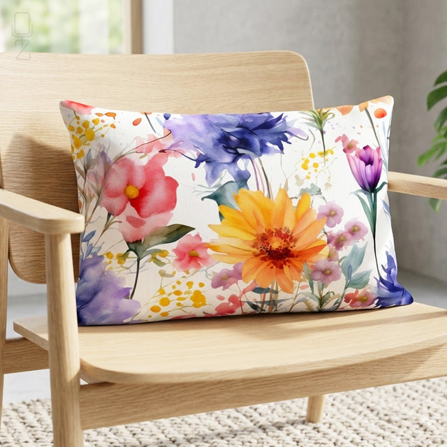 Botanical Garden Cushion Cover - Artistic Watercolor Floral Gift for Her