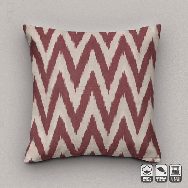Burgundy Zig Zag Handwoven 50x50 cm IKAT Pillow Cover