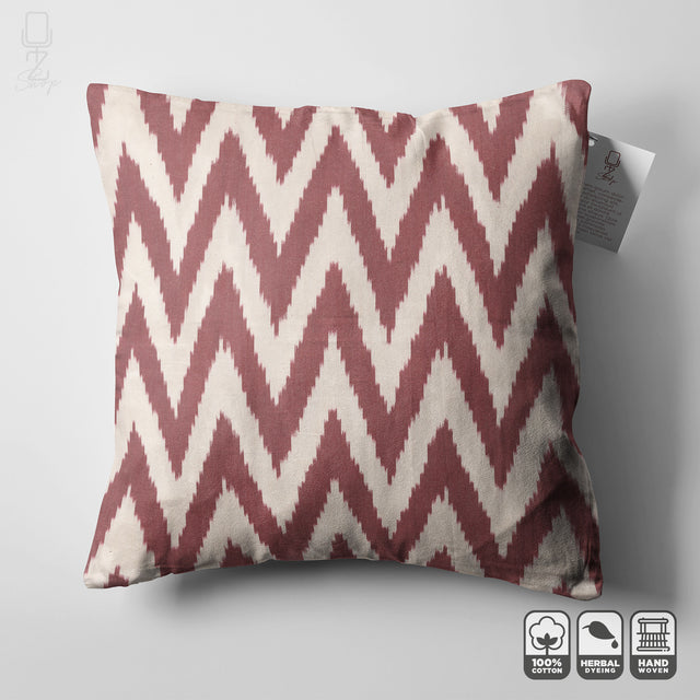 Burgundy Zig Zag Handwoven 50x50 cm IKAT Pillow Cover