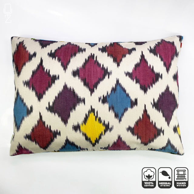 Multicoloured Silk Velvet Handwoven Cushion Cover
