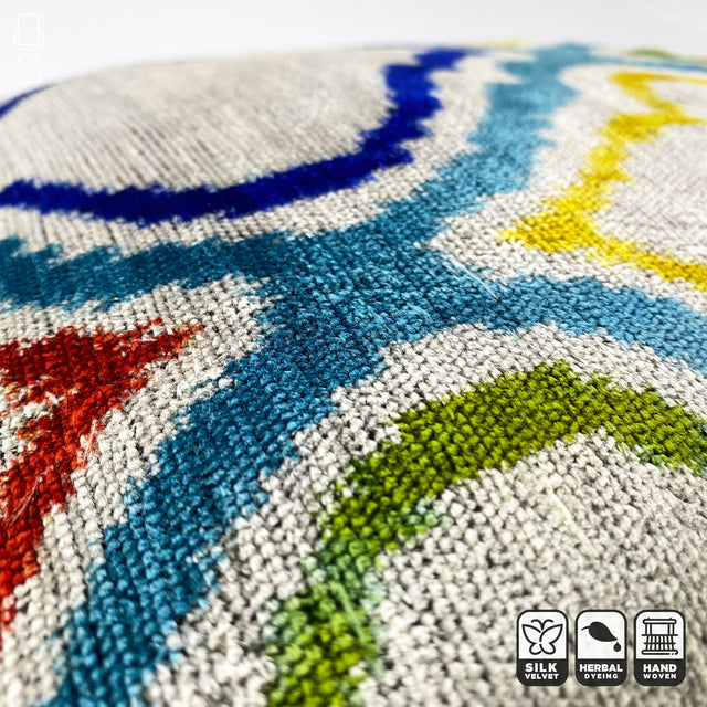 Multicoloured Silk Velvet Handwoven Cushion Cover