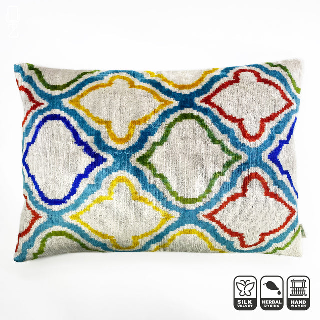 Multicoloured Silk Velvet Handwoven Cushion Cover