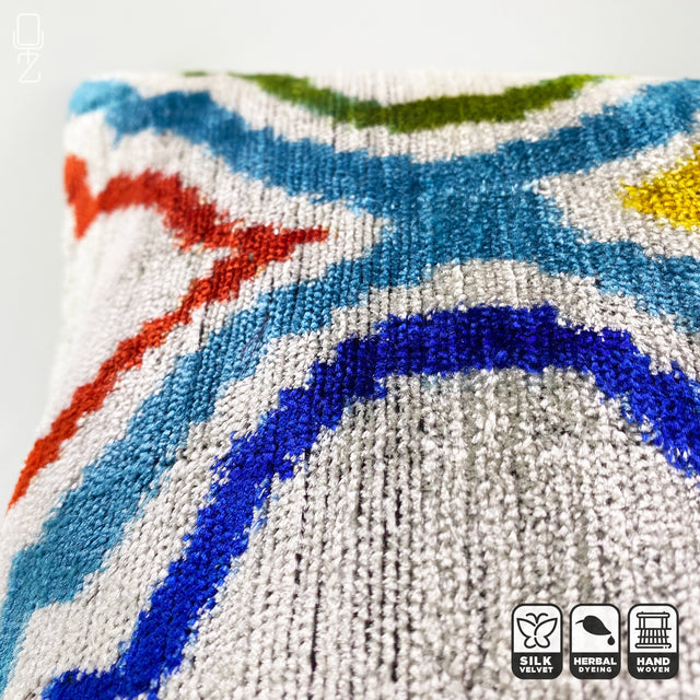 Multicoloured Silk Velvet Handwoven Cushion Cover