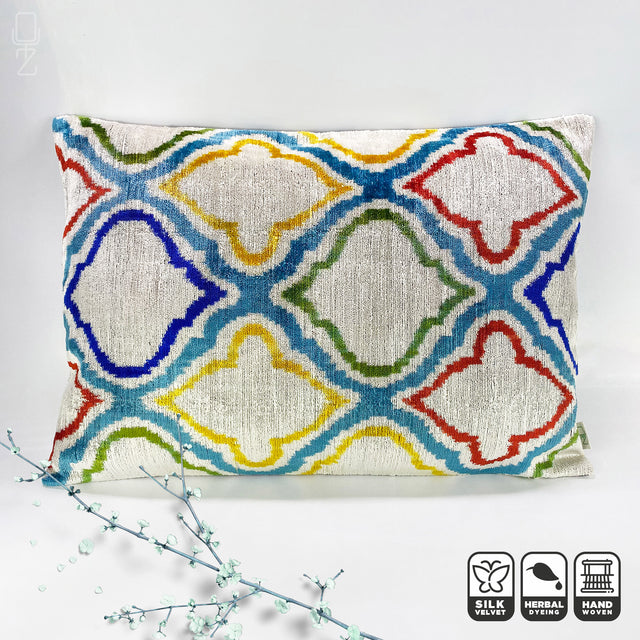 Multicoloured Silk Velvet Handwoven Cushion Cover