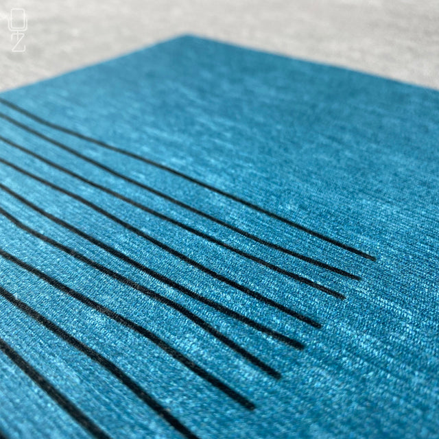 Blue Square & Striped Grey Pillow Cover