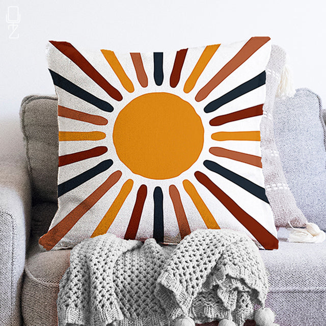 Multicoloured Sun Themed Cushion Cover