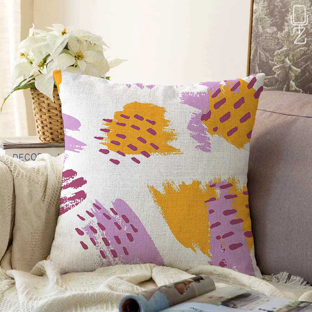Yellow and Pink Geometric Cushion Cover