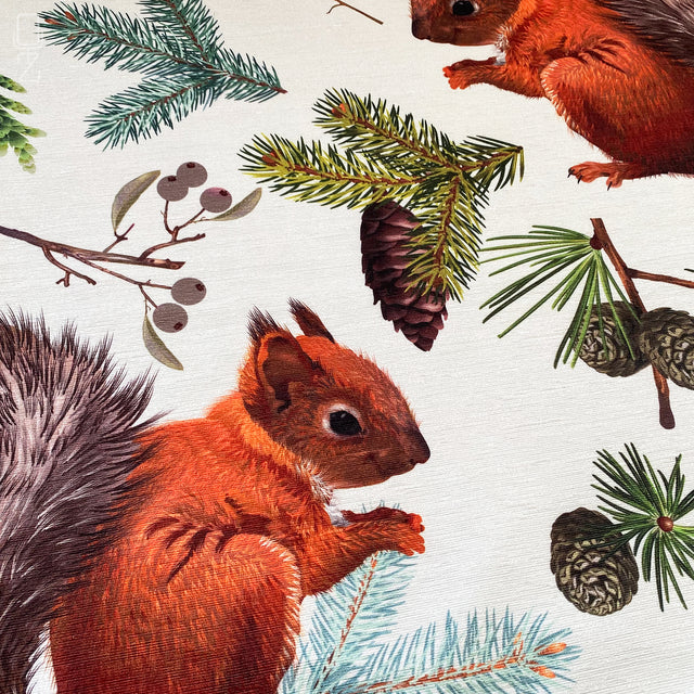 Cute Squirrels Pillow Cover with Orange & Green