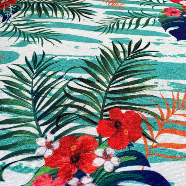 Flowers & Leaves with Green Cushion Cover