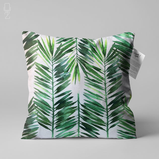 Tropical Eucalyptus Green Leaves Cushion Cover