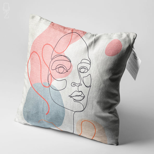 Abstract Face Pattern Pillow Cover