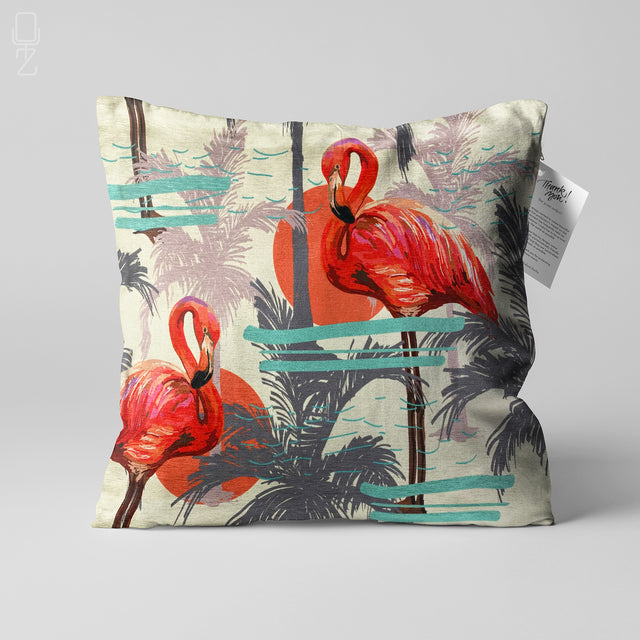 Decorative Cushion Covers with Red Flamingos