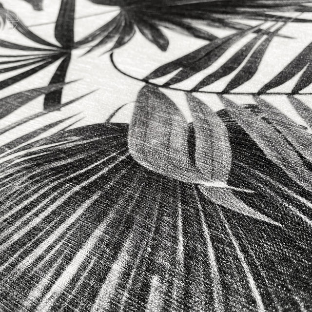 Tropical Black & White Leaves Cushion Cover