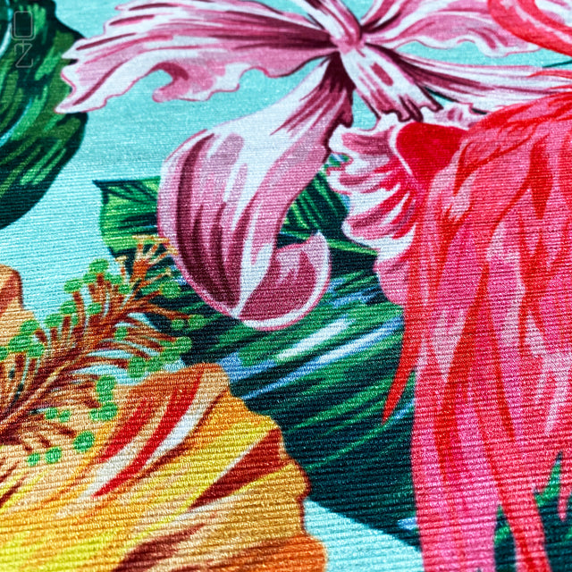 Pink Flamingo & Tropical Flowers Cushion Cover