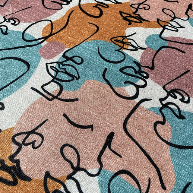 Abstract Faces Blue & Orange Cushion Cover