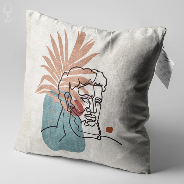 Abstract Face Statue Theme Cushion Cover