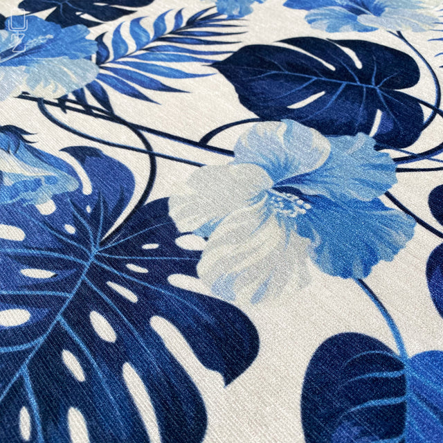 Blue Leaves Tropical Design Cushion Cover
