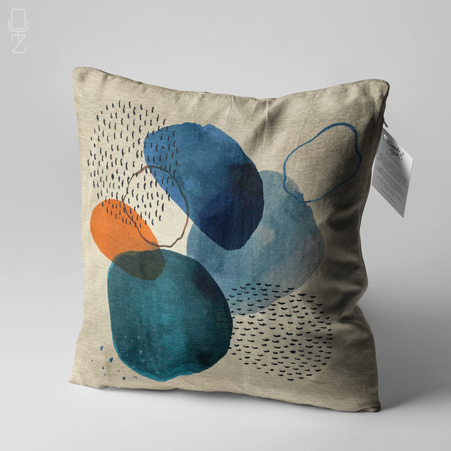 Ivory Pillow Cover with Watercolour Patterned