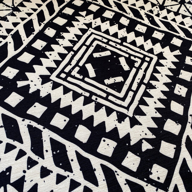 Ethnic Black & Ivory Geometric Cushion Cover
