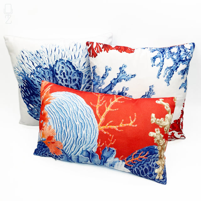 Set of 3 Cushion Covers with Coral Themed