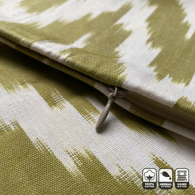 Olive Green Zig Zag Handwoven Cushion Cover