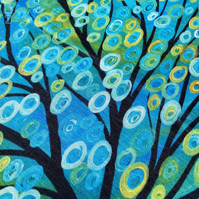 Blue Abstract Tree Painting Pillow Cover