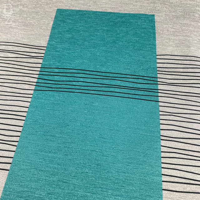 Green Rectangle & Striped Grey Pillow Cover