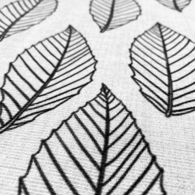 Decorative Pillow Cover with Black Line Leaves