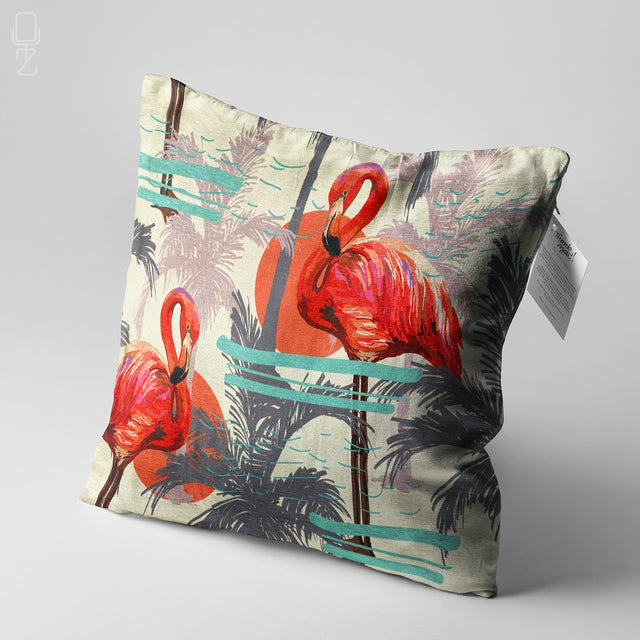 Decorative Cushion Covers with Red Flamingos