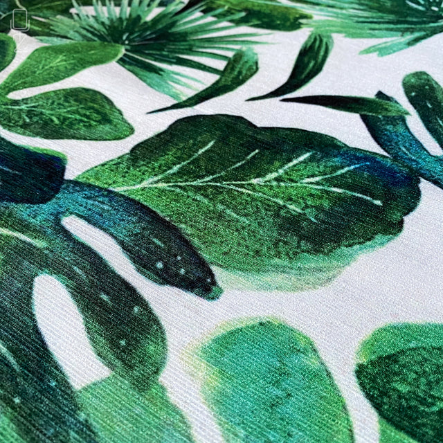 Cushion Cover with Tropical Green Leaves