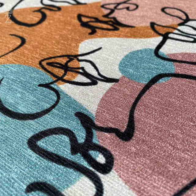 Abstract Faces Blue & Orange Cushion Cover