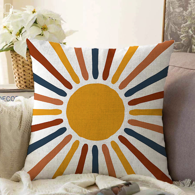 Multicoloured Sun Themed Cushion Cover
