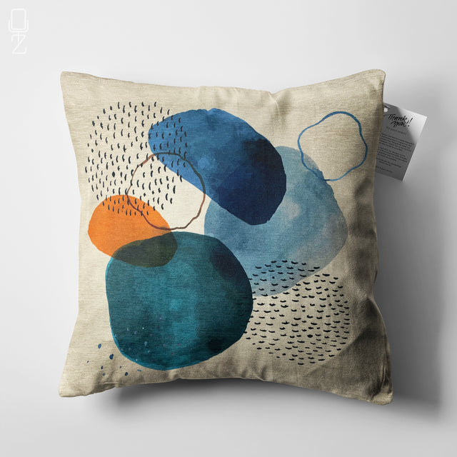 Ivory Pillow Cover with Watercolour Patterned