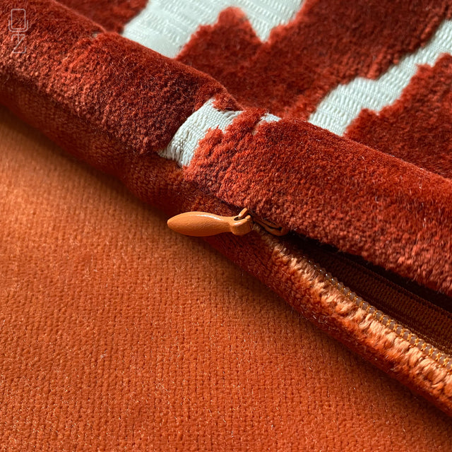 Orange Geometric Velvet Cushion Cover