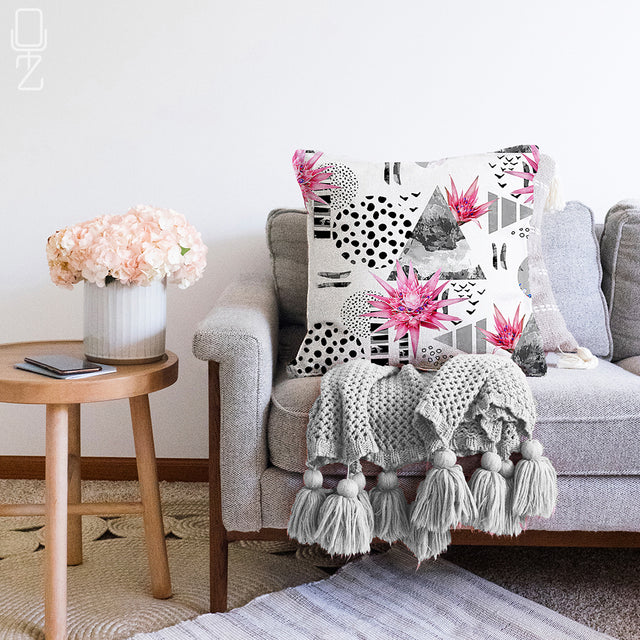 Pink Lotus Flowers Decorative Cushion Cover